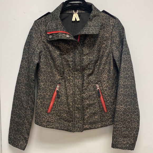 We The Free -Free People Leopard Pop Full Zip Moto Jacket - Picture 2 of 7